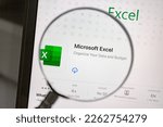 Small photo of Ostersund, Sweden - Feb 16, 2023 Microsoft Excel app closeup. Microsoft Excel is a spreadsheet developed by Microsoft for Windows, macOS, Android and iOS.