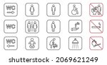 toilet room line icon. set of... | Shutterstock .eps vector #2069621249
