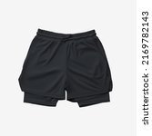 black loose shorts mockup with... | Shutterstock . vector #2169782143