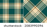 Check plaid pattern in green, brown, beige. Seamless textured simple buffalo check tartan illustration set for autumn winter flannel shirt, blanket, duvet cover, other modern fashion fabric design.