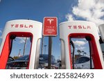 Small photo of San Marcos,Ca - USA:01-28-2023:Tesla Charging Stations in a shopping mall