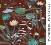 water lilies on a burgundy... | Shutterstock .eps vector #1478737139