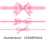 set of decorative pink bow with ... | Shutterstock .eps vector #1256894626