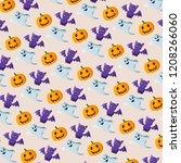 halloween pattern with bats ... | Shutterstock . vector #1208266060
