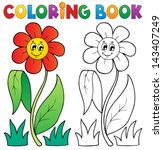 coloring book with flower theme ... | Shutterstock .eps vector #143407249