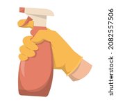 hand in glove holding spray... | Shutterstock .eps vector #2082557506