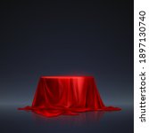 red silk podium on dark... | Shutterstock .eps vector #1897130740