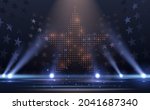 blue and gold lights stage with ... | Shutterstock .eps vector #2041687340