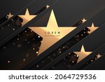 abstract golden stars on black... | Shutterstock .eps vector #2064729536