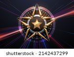 golden star shape template with ... | Shutterstock .eps vector #2142437299
