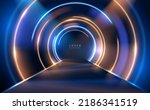 Abstract blue and gold circle light effect background