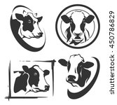 Cow Head Labels Set