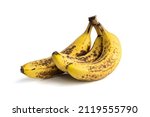 brown ripe bananas with white background