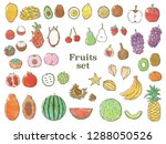 fruits set with watercolor... | Shutterstock .eps vector #1288050526