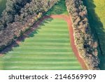 Small photo of Top Down over Fields and Meadows over English Village, Berry Pomeroy, Devon, England, Europe