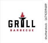 charcoal grill barbecue bbq... | Shutterstock .eps vector #1674209689
