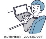 man operating a computer simple ... | Shutterstock .eps vector #2005367039