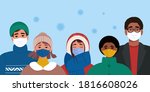 people in masks and warm... | Shutterstock .eps vector #1816608026