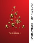 christmas tree shape on red... | Shutterstock .eps vector #1847121640