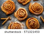Freshly Baked Traditional Sweet Cinnamon Rolls, Swirl