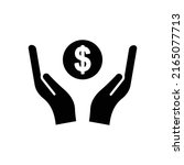 dollar icon vector with hand.... | Shutterstock .eps vector #2165077713