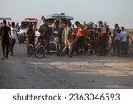 Small photo of Palestinian demonstrators clash with Israeli soldiers at the Israel-Gaza border fencel, east of Khan Yunis in the southern Gaza Strip,, on September 17, 2023.