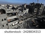 Small photo of Palestinians inspect the destruction of Al-Farouq Mosque and other nearby houses caused by the Israeli bombardment, in Gaza Strip, on February 22, 2024.