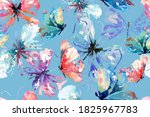 Seamless Pattern Of Butterflies ...