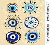 evil eyes set. colorful eyes... | Shutterstock .eps vector #1950598933