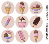 yummy ice cream  wafer cone ... | Shutterstock .eps vector #265224389