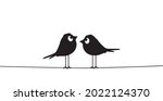 birds on wire silhouettes... | Shutterstock .eps vector #2022124370