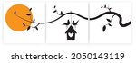 birds on branch and bird house  ... | Shutterstock .eps vector #2050143119