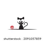 cat silhouette  vector. cute... | Shutterstock .eps vector #2091057859