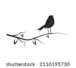 bird silhouette on branch... | Shutterstock .eps vector #2110195730