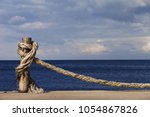 Old Rope Knotted On Wooden Post ...