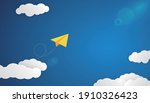 yellow origami plane flying in... | Shutterstock .eps vector #1910326423