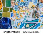 colorful mosaic tiles at guell... | Shutterstock . vector #1293631303
