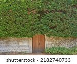 Garden Wall With Wooden Gate An ...