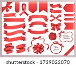 set of decorective red ribbon. | Shutterstock .eps vector #1739023070