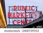 View of the public market sign...