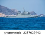 Small photo of Motril,Granada,Spain.6.2.2023. Spanish Navy patrol boat P 46 Furor, parading off the coast of Motril for Armed Forces Day.