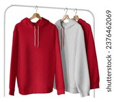 Small photo of Give a boost to artwork by using this Wonderful Hoodie Mockup In True Red And White Color.