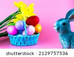Basket With Easter Eggs Flowers ...