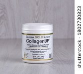 Small photo of Kamyanets-Podilskyi, Ukraine - August 25, 2020: California Gold Nutrition, CollagenUP, Marine Hydrolyzed Collagen + Hyaluronic Acid + Vitamin C, Unflavored, 7.26 oz (206 g)