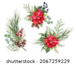 Watercolor Christmas Plants Set....