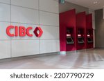 Small photo of Toronto, ON, Canada - September 23, 2022: Newly installed CIBC atm machines are seen in a downtown Toronto building; CIBC is one of Canada's Big 5 banks, the 5th largest in Canada.