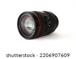 Close up and isolated shot of a DSLR camera lens 24 105mm
