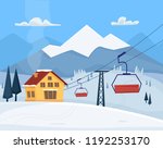 ski resort with lift  house and ... | Shutterstock .eps vector #1192253170
