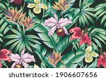 tropical floral vector seamless ... | Shutterstock .eps vector #1906607656