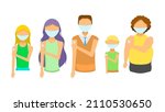 abstract flat masked vaccinated ... | Shutterstock .eps vector #2110530650